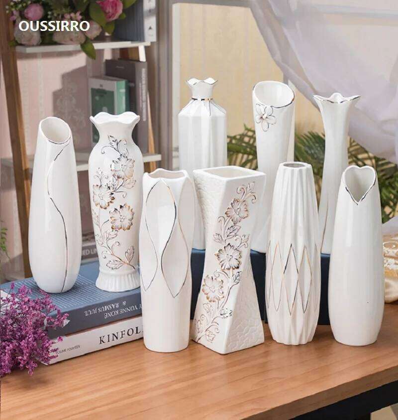 30cm Porcelain Handmade Handicrafts Fashion Ceramic Tabletop Flower Vase Study Hallway Home Wedding Decoration C260116