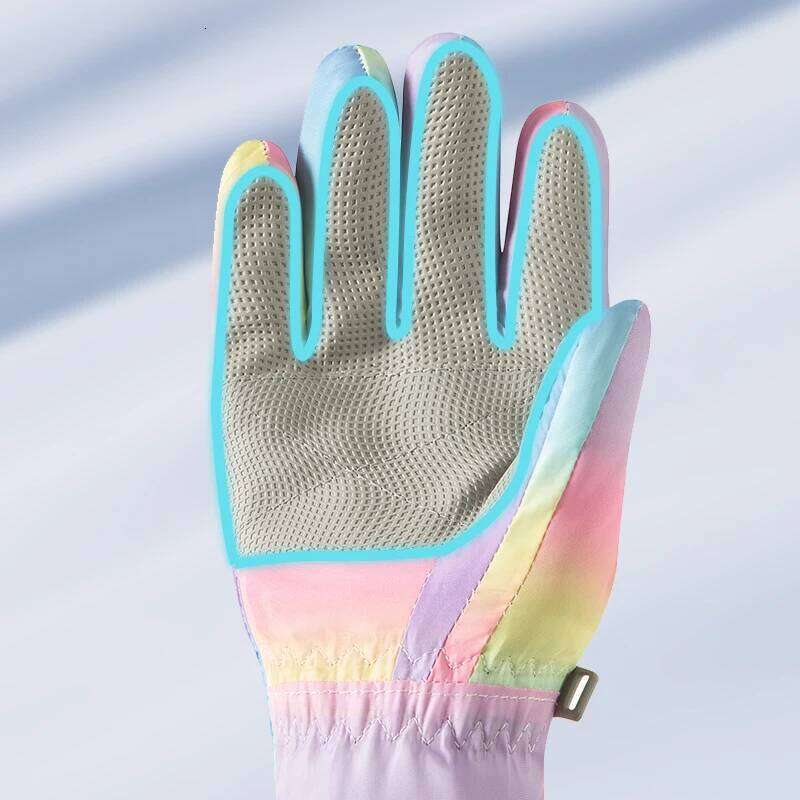 Ski winter plus velvet warm zipper windproof coldproof cute five-finger cycling gloves Y260115