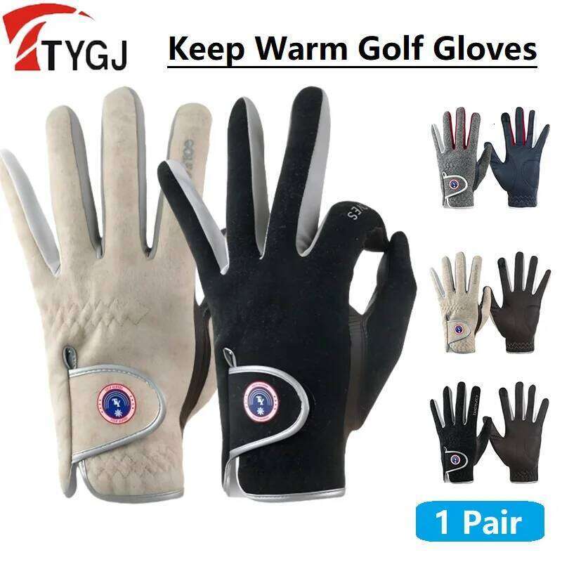 TTYGJ Winter Full Fingers Golf Men Anti-slip Keep Warm Cycling Gloves Male Sports Touch Screen Fleece Mittens Y260115