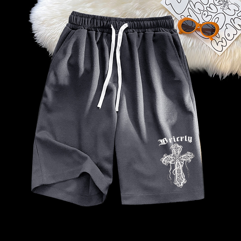 Men's Summer Waffle-Knit Casual Shorts, Loose-Fit Athletic Shorts, Trendy Fashion 5-inch Pants