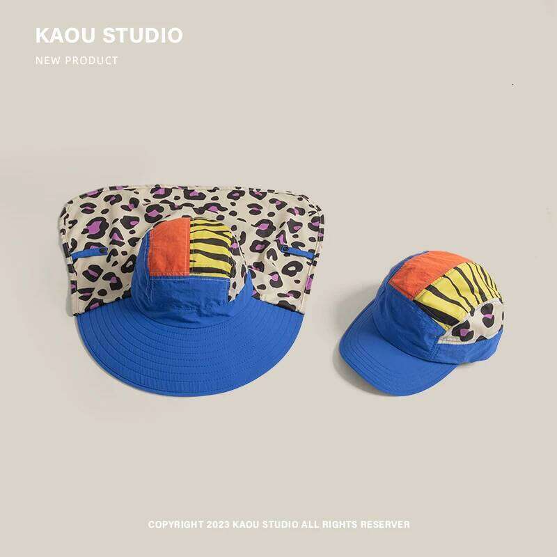 American Retro Leopard Print Splicing Baseball Caps for Women Summer Outdoor Leisure Sunscreen Niche Quick-drying Men's Hat Y260115