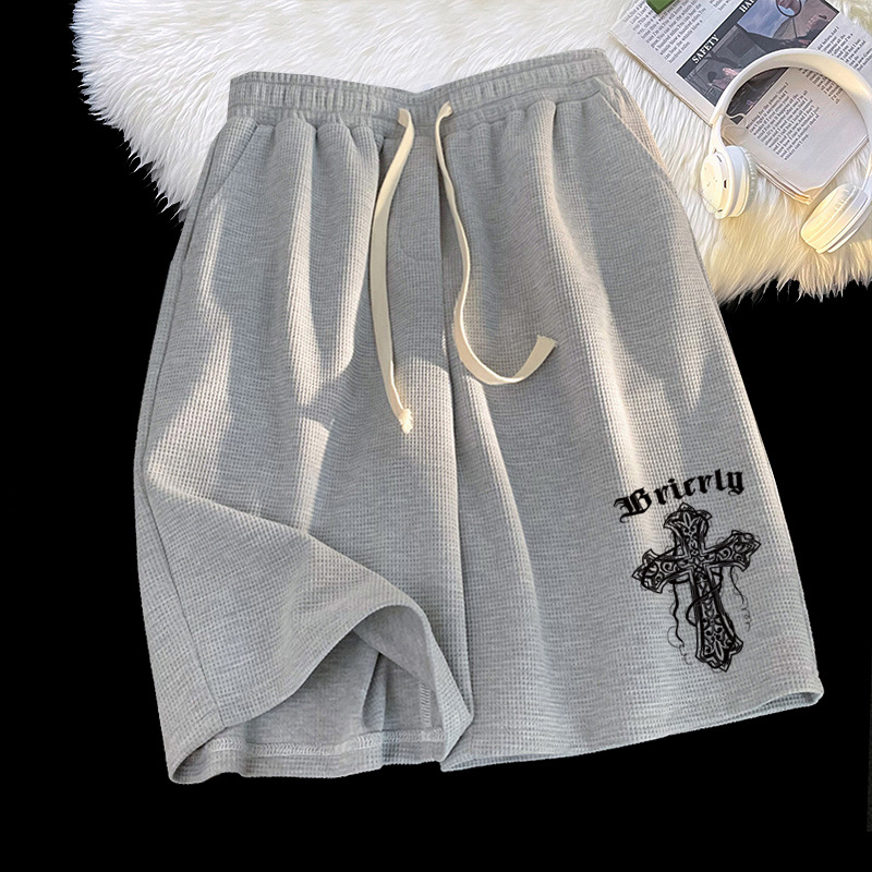 Men's Summer Waffle-Knit Casual Shorts, Loose-Fit Athletic Shorts, Trendy Fashion 5-inch Pants