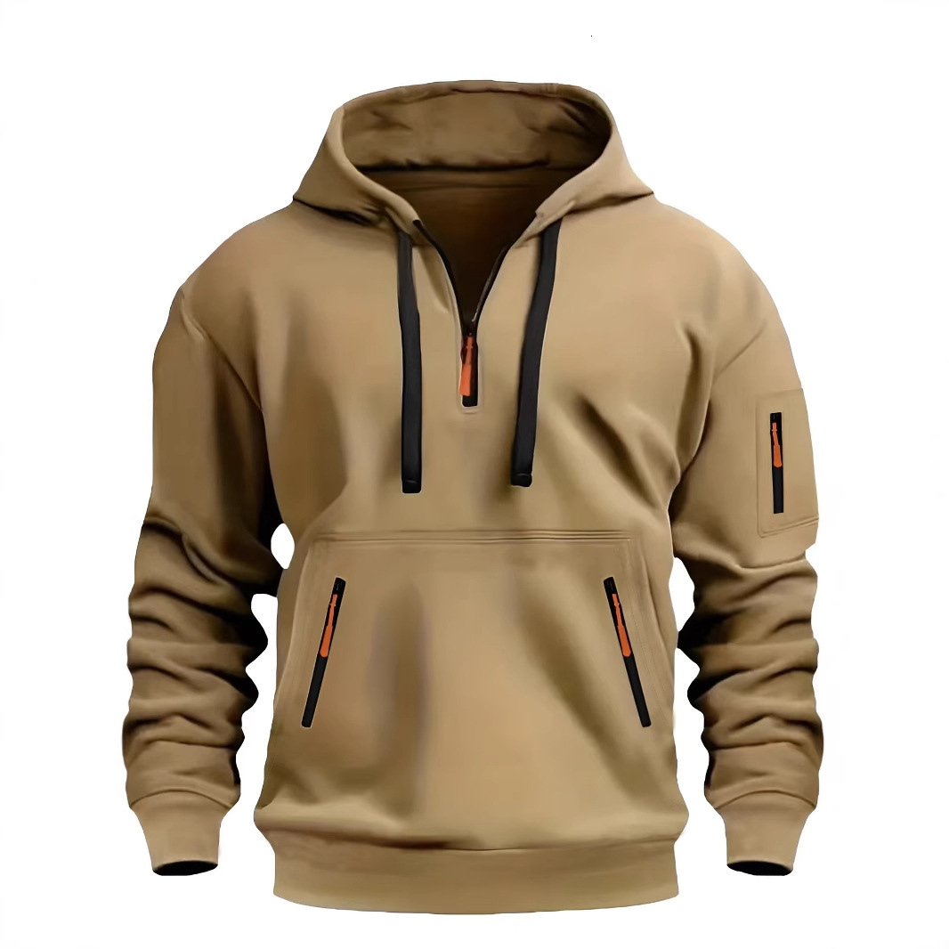 Cross-border Winter New Men's Hooded Sweatshirt with Arm Zipper Pullover Sports Casual