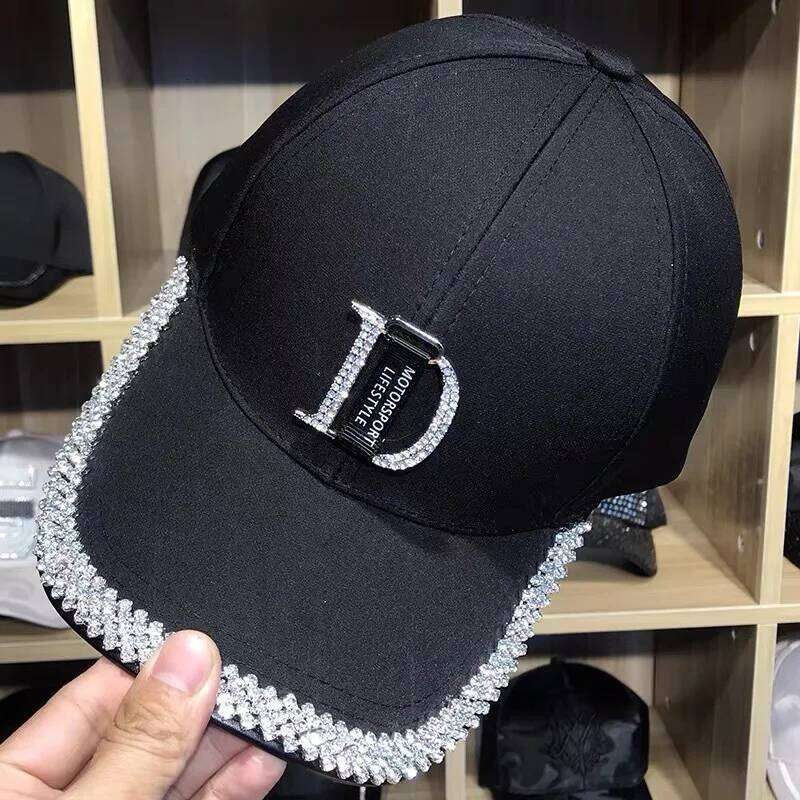Glitter Rhinestone Letter D Baseball Caps Trendy Women Cotton Blingbling Snapback Hip Hop Cap Outdoor Women's Sun Hat Y260115