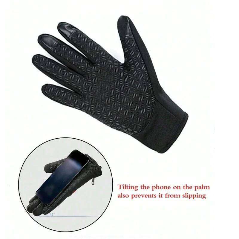 1pc Outdoor Double-Layer Thermal Lined Warm, Anti-Slip, Waterproof, Touchscreen Compatible,Windproof Sports & Cycling Gloves Y260115