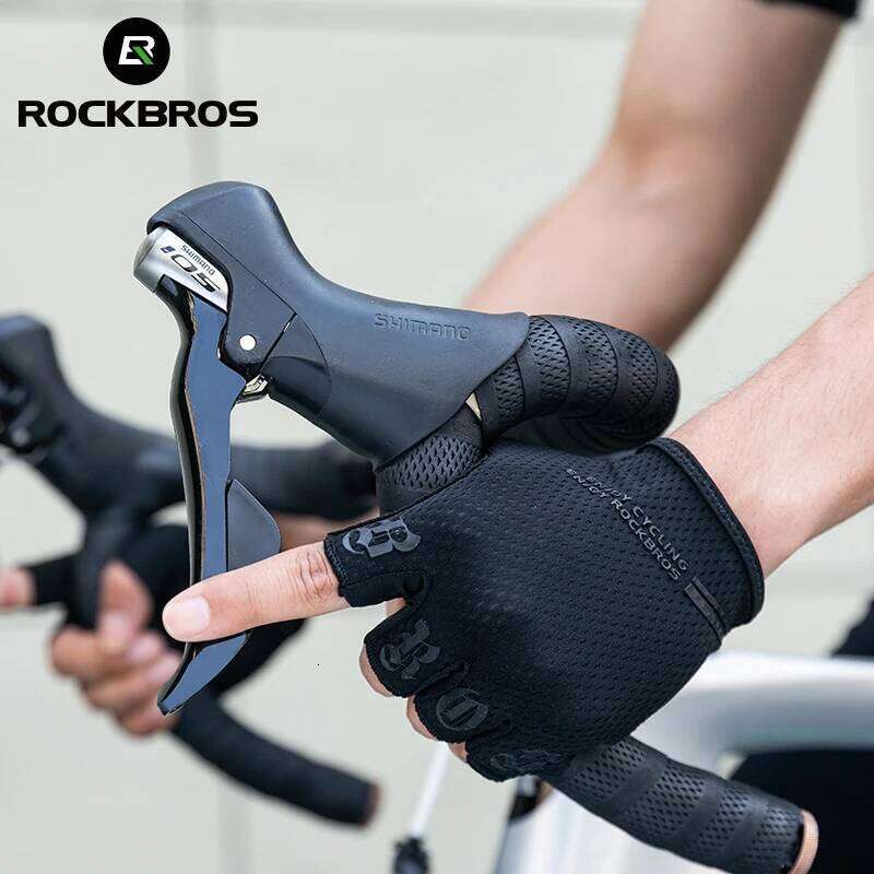 ROCKBROS Half Finger SBR Palm Pads Breathable Anti-shock Cycling High Elasticity Fitness Bicycle Fingerless Gloves Y260115