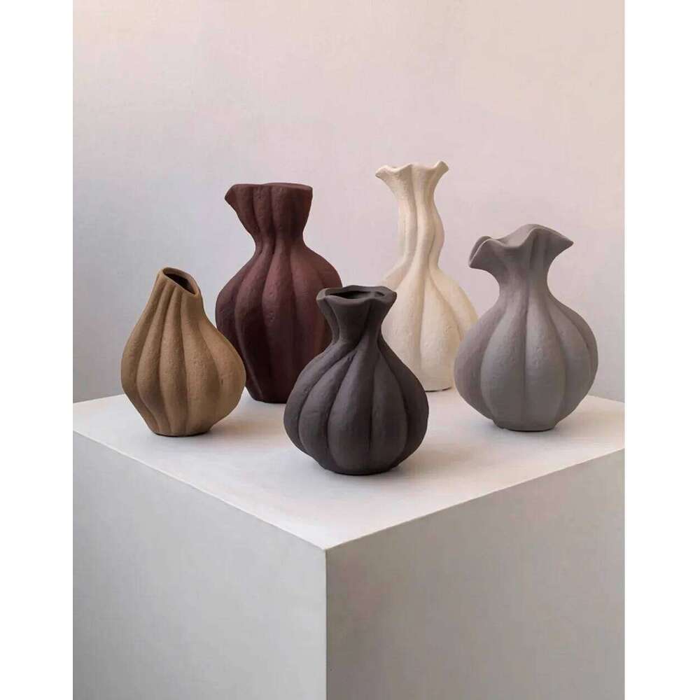 Livetai Wabi-Sabi Handmade Ceramic Vase, Organic Artistic Flower Pot for Living Room, Study & TV Console, Modern Boho Decor C260116