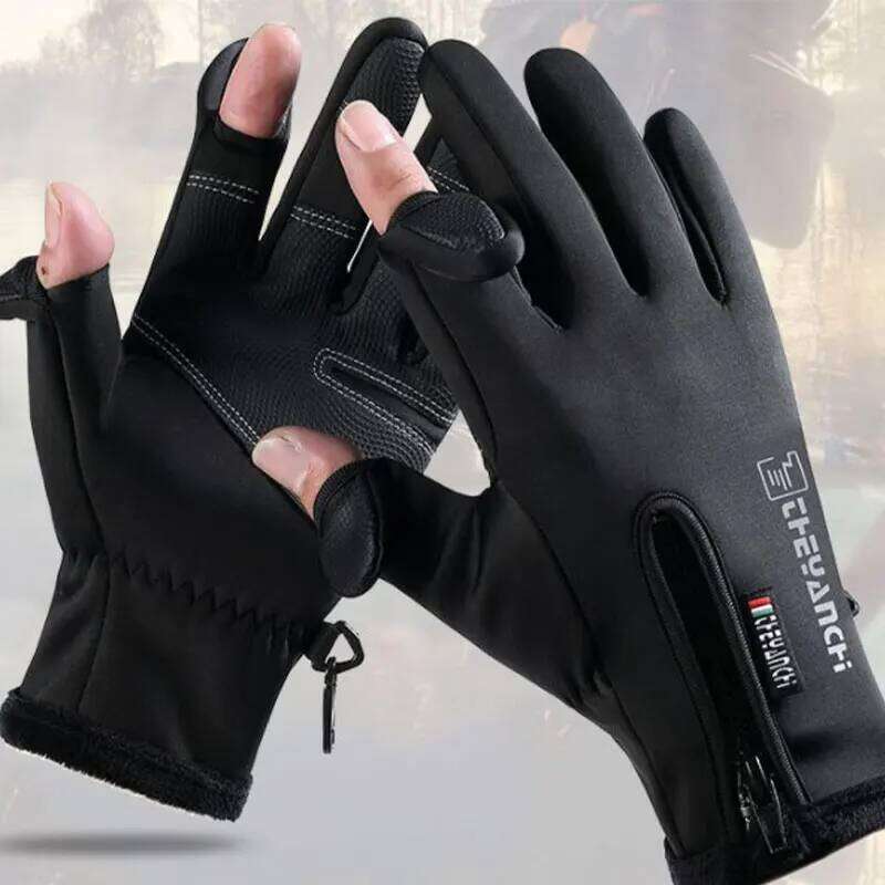 Winter Fishing 2 Finger Flip Waterproof Windproof Photograph Women Men Velvet Warm Protection Fish Angling Gloves Y260115