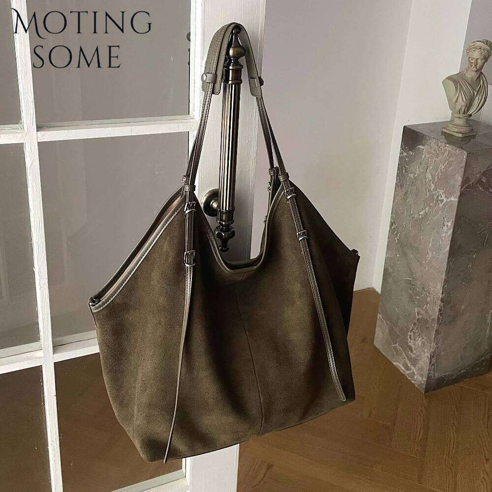 Luxury Shoulder Bags Totes Hobo Motingsome Oversized Suede Leather Bag Women Winter Large Frosted Cowhide Shopper Handbag And Underarm Purse New SENYY