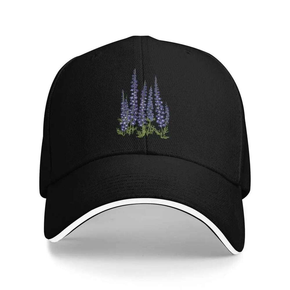 Larkspurs Drawing - larkspur bluebell floral illustration Cap Mountaineering fun hats Baseball Men Women's Y260115