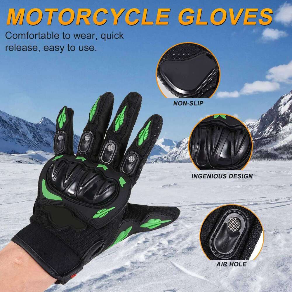 1 Pair Cycling High Elastic Full Finger Motorcycle Riding Windproof Outdoor Sports Protection Bike Gloves Y260115