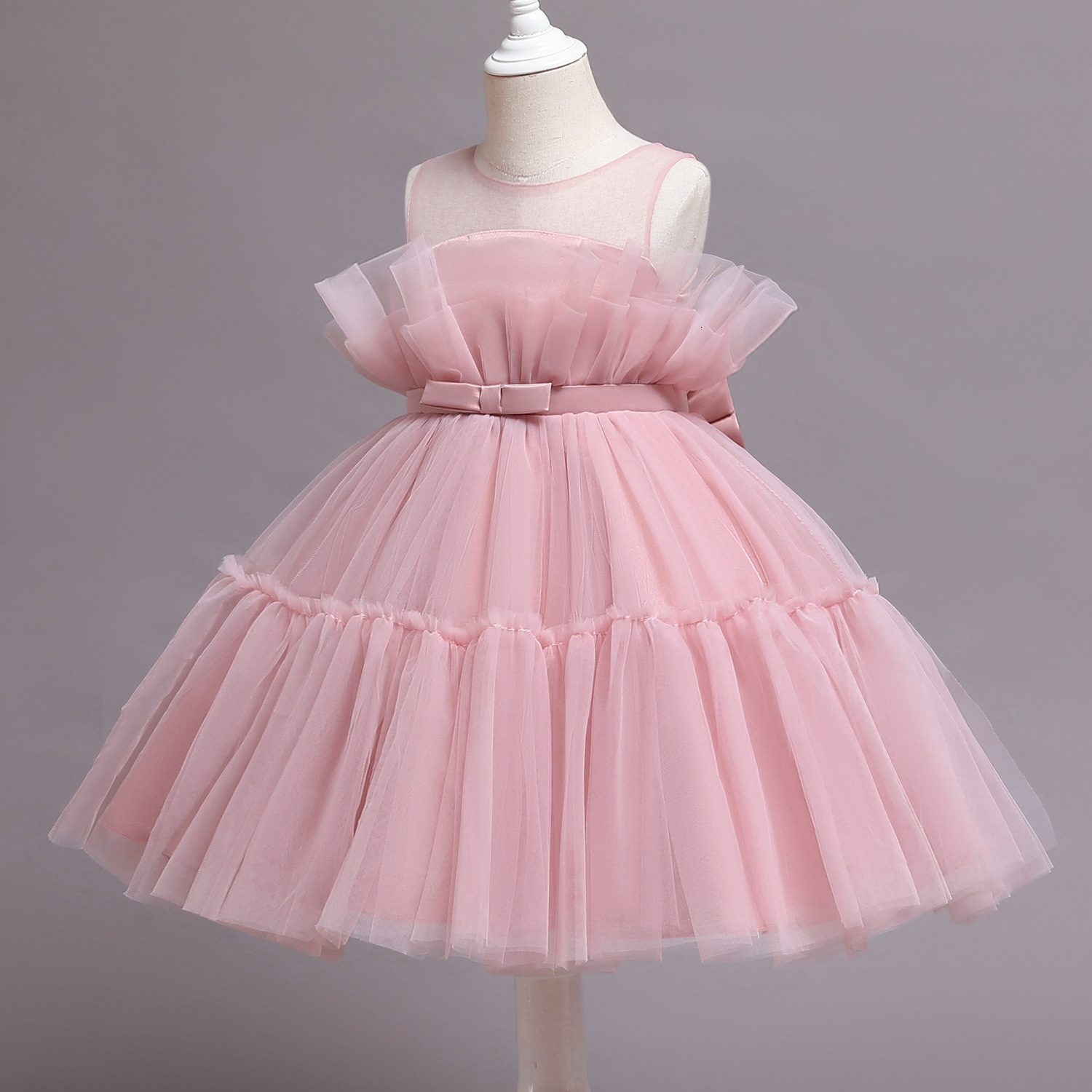 Tutu 1 Year Girl Baby Birthday Dress Kids Baby Clothes First Birthday Christening Tulle Wedding Gown Dresses For Girls Party LJ201221