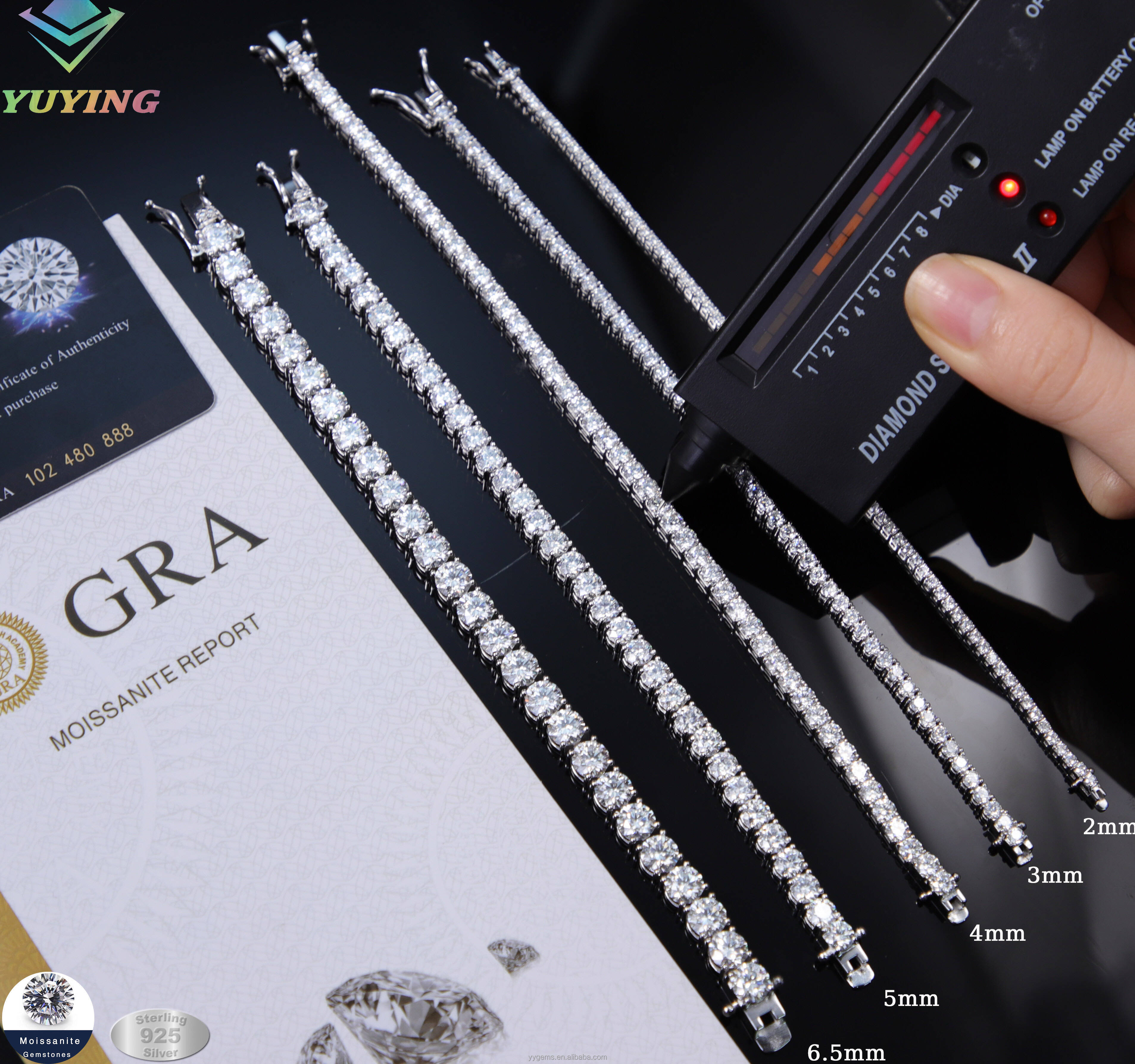 Ready to Ship Gold Plated Silver D Color VVSWith GRA Certificate Moissanite Diamond Chain Tennis Bracelet