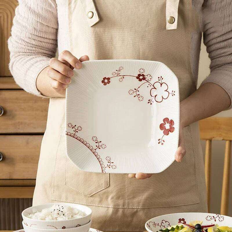 Ceramic Tableware Kitchenware Sets, Chinese Style Porcelain Dinner Plates, Soup Bowls, Cup Saucers for Dining Room, Living Room Household Decor