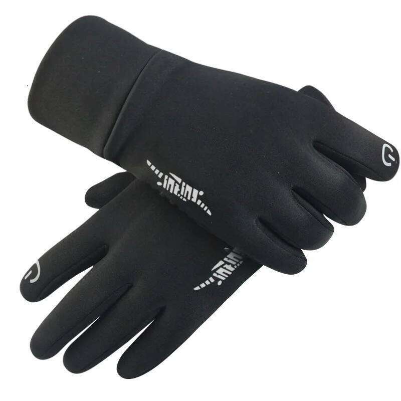 Black Winter Warm Full Fingers Waterproof Cycling Outdoor Sports Running Motorcycle Ski Touch Screen Fleece Gloves Y260115