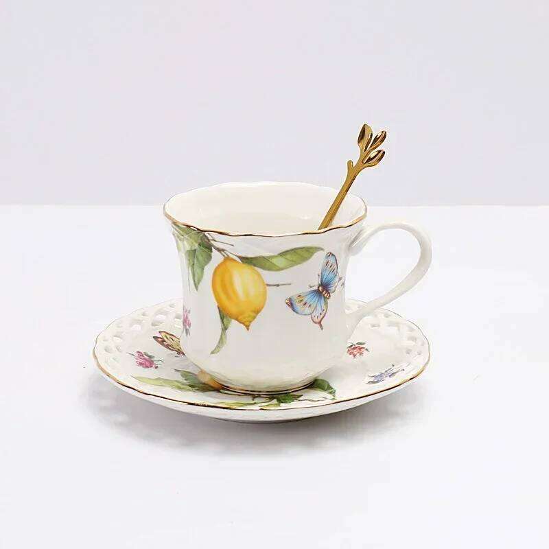 Kitchen Tableware European Ceramic Dining Set Lemon Design Steak Dish Coffee Mug for Dining Room Living Room Household Dishwasher Safe Durable