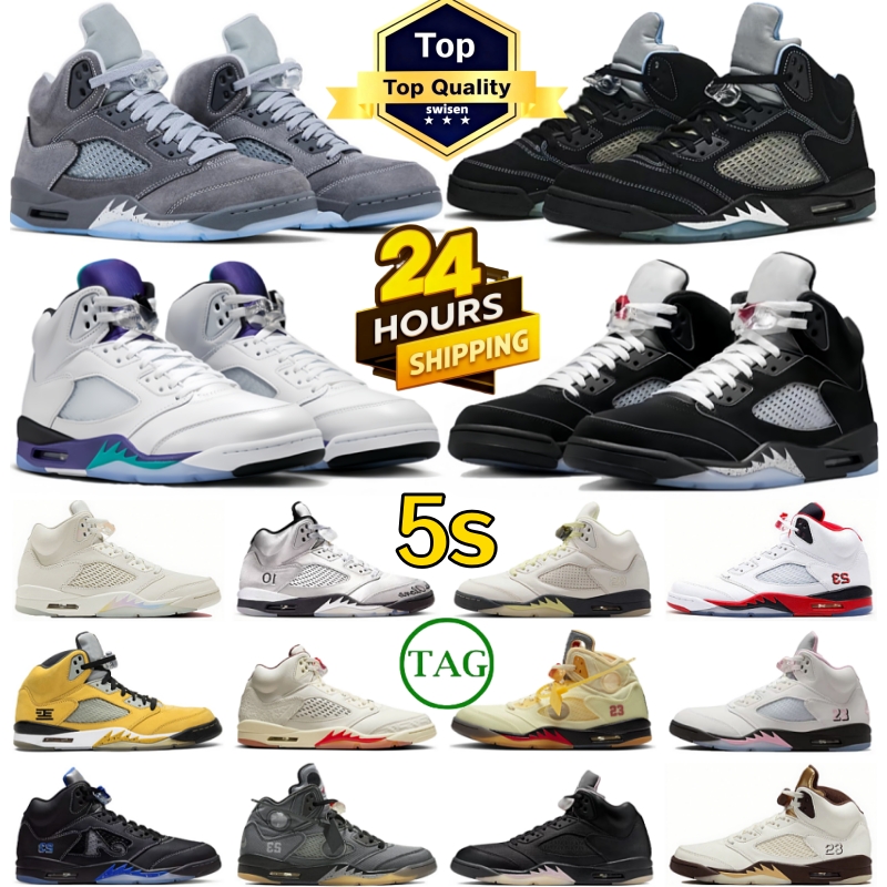 Jor 5 Basketball shoes 5s Designer OG sneakers for men womens Metallic Black Cat Fire Red Grape Muslin Wolf gray Burgundy Olive mens Trainers Outdoor Sports shoes 36-47