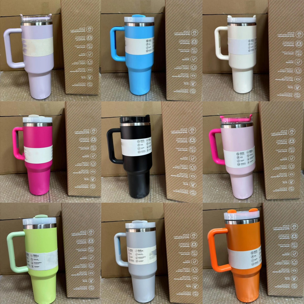 40oz Water Bottle Tumbler With Handle and Straw | Cup Holder For Travel |insulated Stainless Steel Mug |BPA Free Camping cup coffee mug for travel