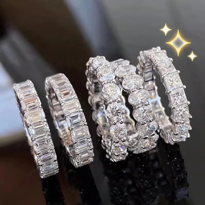 Design Adjustable Oval Diamond Ring Luxury Simulated Moissanite Eternity Band For Women Wedding Engagement Gift