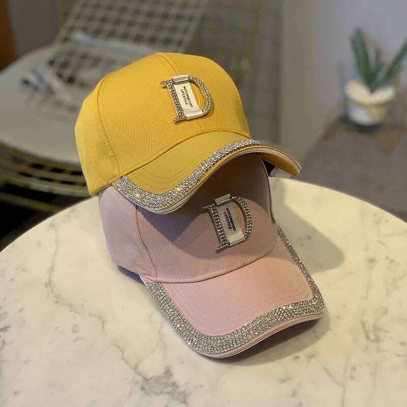 Glitter Rhinestone Letter D Baseball Caps Trendy Women Cotton Blingbling Snapback Hip Hop Cap Outdoor Women's Sun Hat Y260115