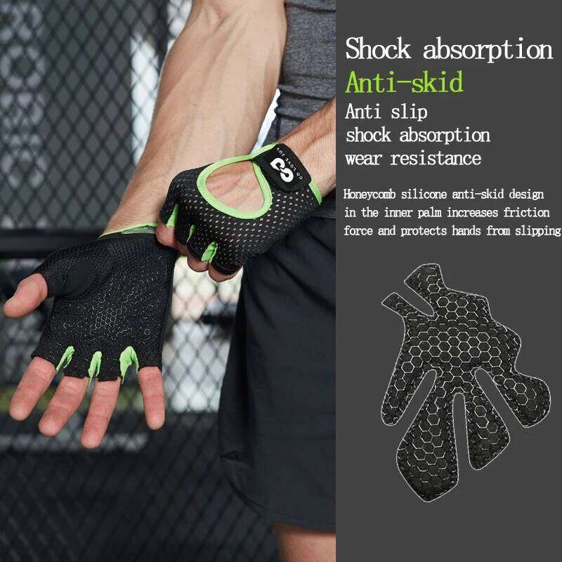Half-Finger Sports Fitness Training Outdoor Cycling Wear-Resistant Non-Slip Silicone Palm Comfortable Breathable Gloves Y260115