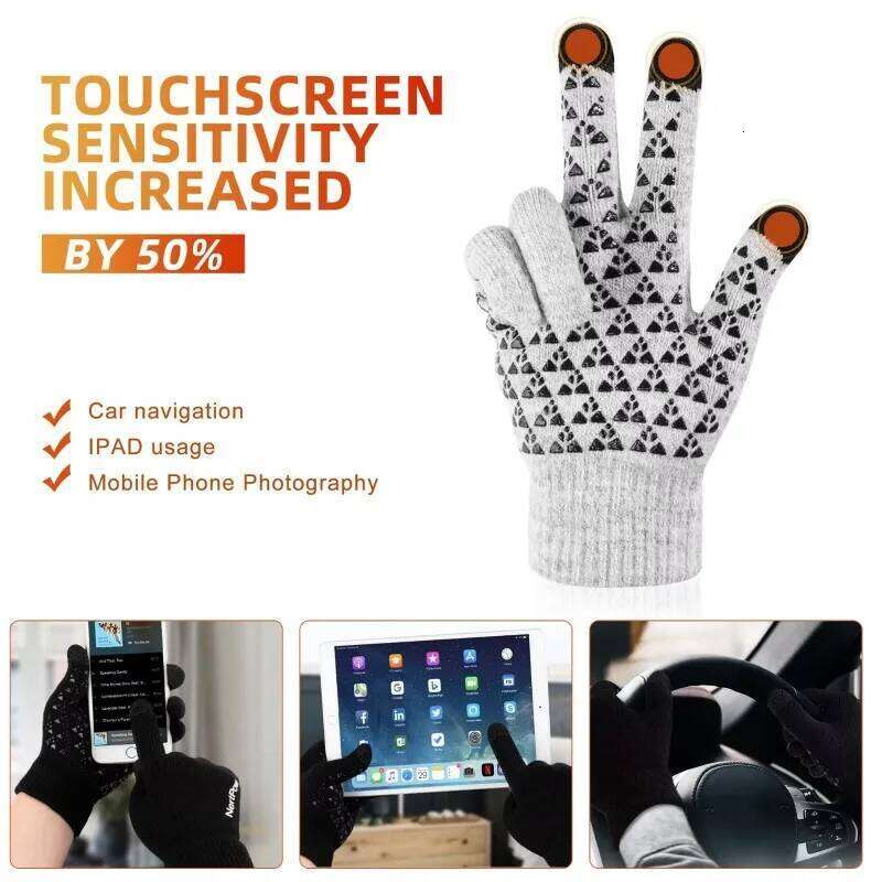 Winter Warm Touch Screen Waterproof Non-slip Thickened Knitted Gloves Suitable for Outdoor Driving Cycling and Skiing Y260115