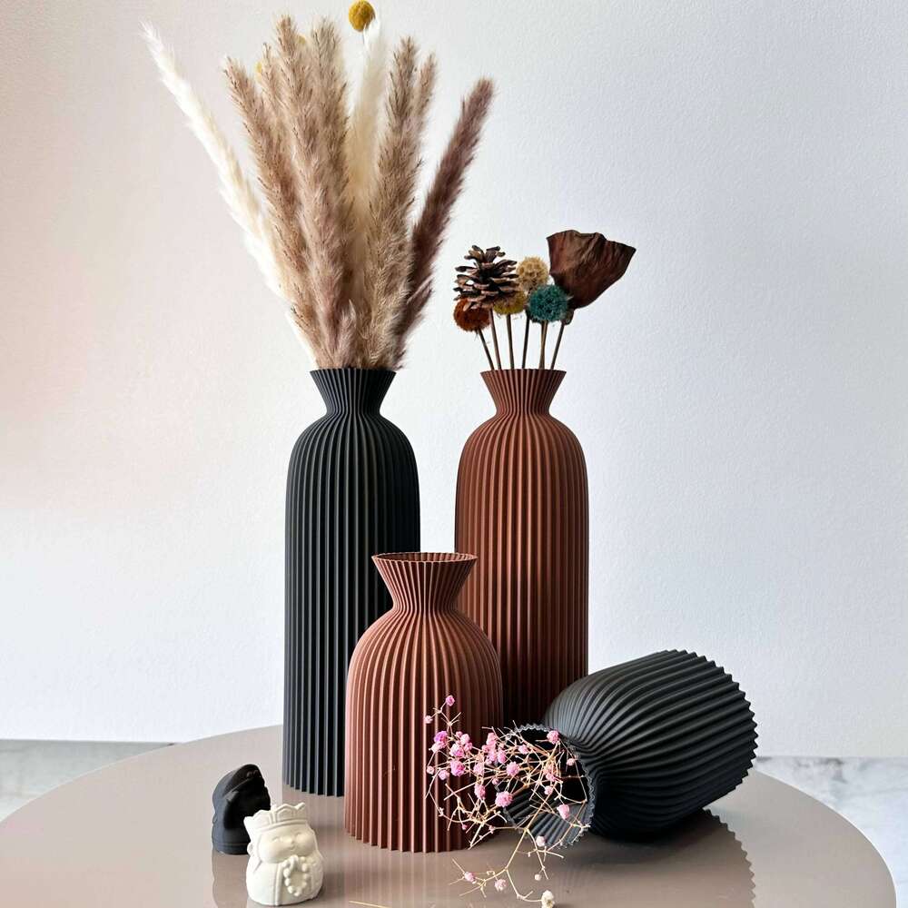 2-Piece Set of Wavy Pattern Art Dry Suitable for Home Desktop Foyer Dried Flower Vase, Office Decoration Vase Ornament, Best Holiday Gift C260116
