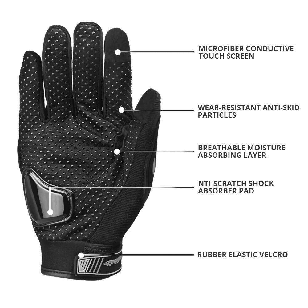 Motorcycle Full Finger Protective Breathable Motorbike Anti-slip Outdoor Moto Riding Gloves Touch Screen M-2XL Y260115