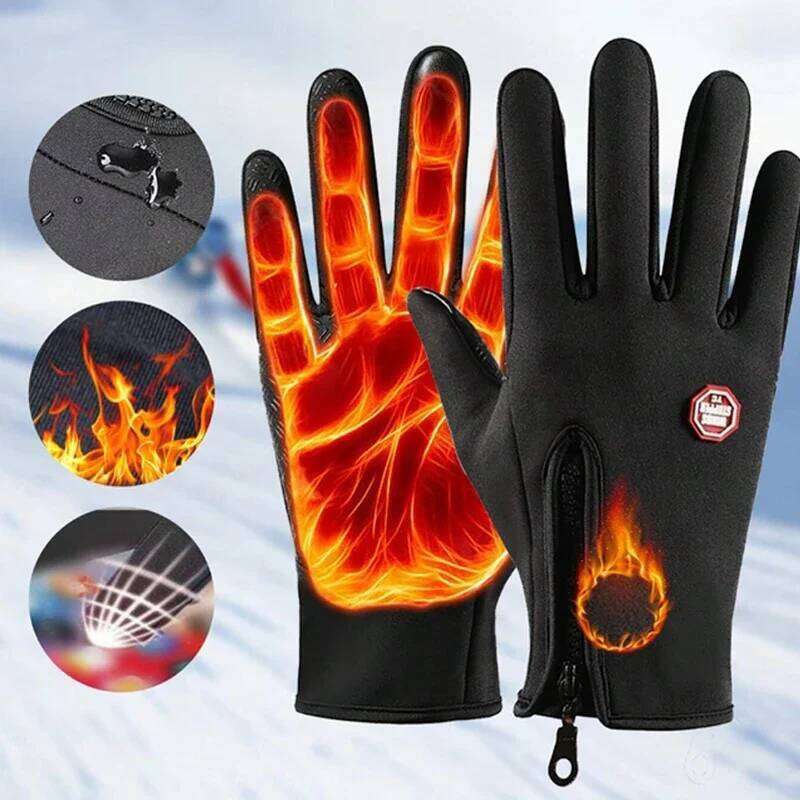 1pc Outdoor Double-Layer Thermal Lined Warm, Anti-Slip, Waterproof, Touchscreen Compatible,Windproof Sports & Cycling Gloves Y260115