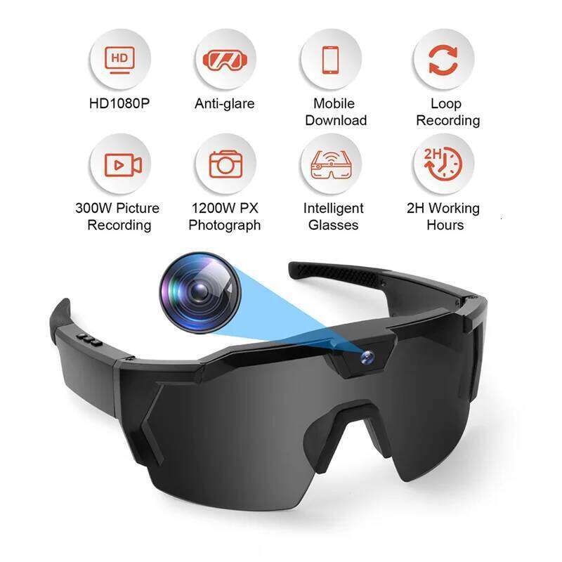 ABHT-Video Recording Sunglasses Smart Action Camera Glasses Bicycle Outdoor Driver Recorder Walk Cam 26L0116