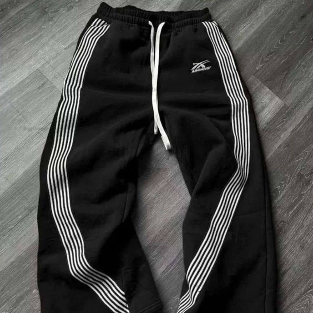 Men's Baggy Sweatpants Side Stripe Casual Streetwear Jogger Pants Multi-Color Men's clothing Printed White