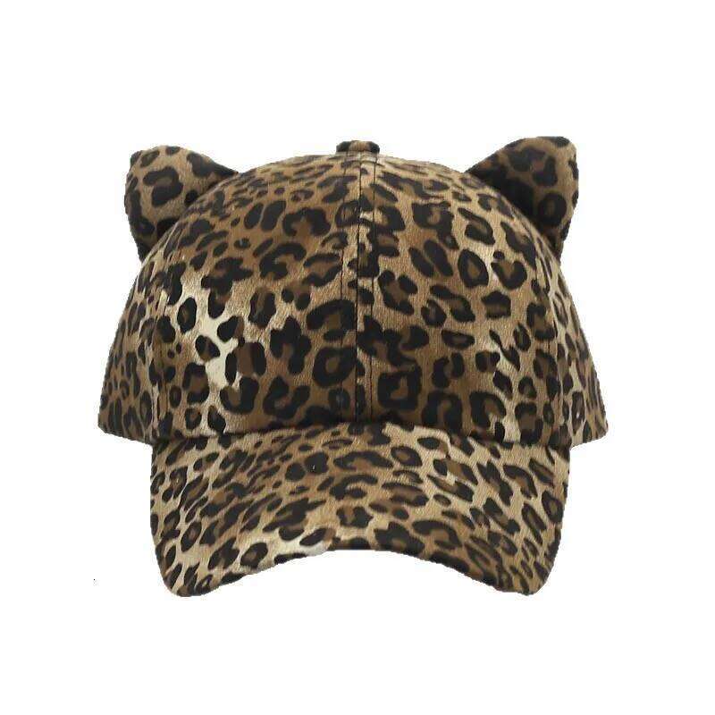 Hats for Retro Leopard Print Ear Baseball Cap Women Kpop Snapback Y260115