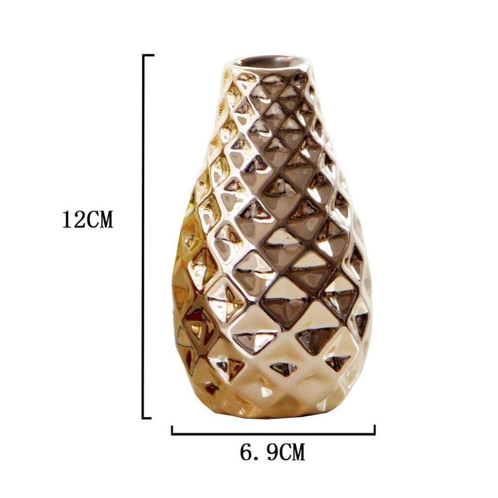Unique Oval Shape Plating Ceramic Flower Vase Decorative Modern for Home Centerpieces Three Different Styles C260116