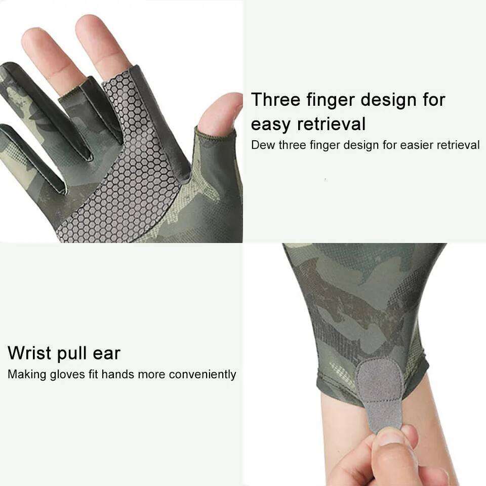 GTUBIKE Fishing Gloves Three Fingers Cut Half-finger Anti-slip Summer Outdoor Sports Cycling Ice Silk Breathable For Men Women Y260115