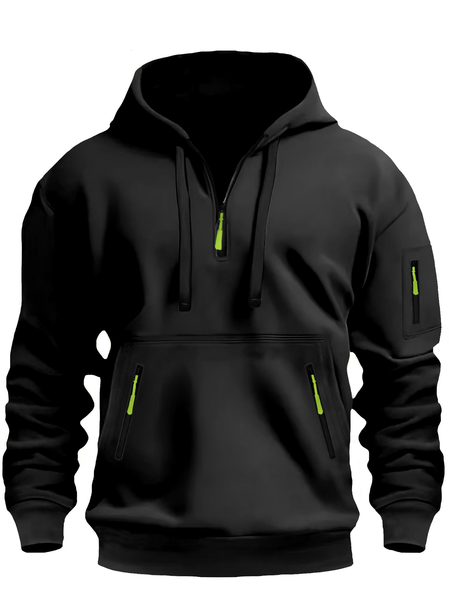 Cross-border Winter New Men's Hooded Sweatshirt with Arm Zipper Pullover Sports Casual