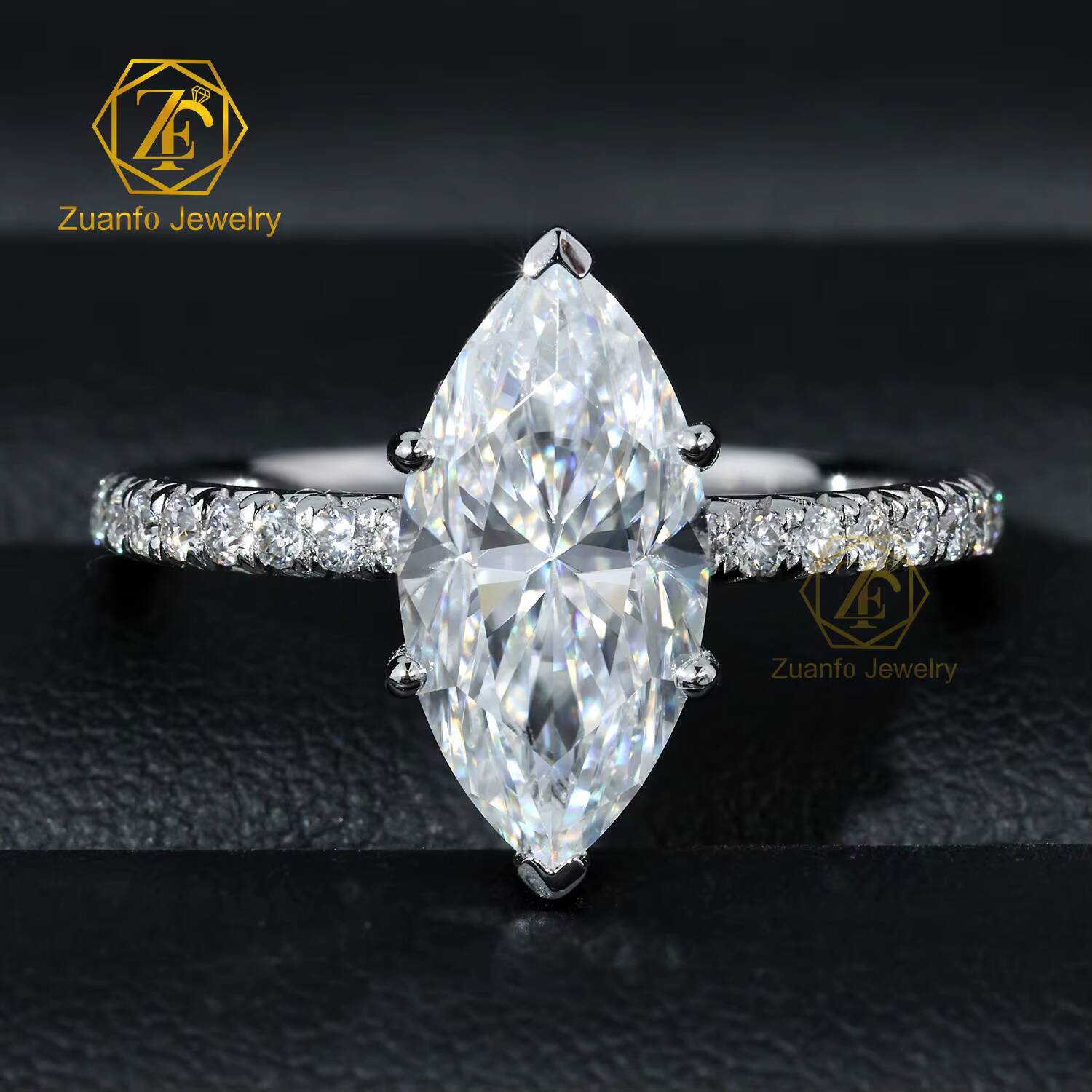 14k 18k Real Gold 3ct 4ct 5ct Marquis Cut Vintage Wedding Rings D VVS Moissanite Jewelry GRA Certified Engagement Party Fine Ring