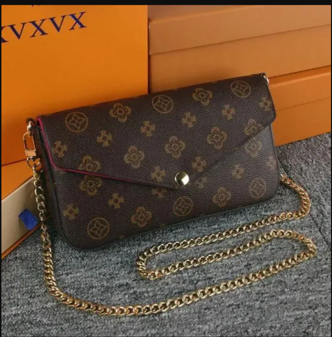 5A Multi Felicie Pochette Designers Shoulder Bag Chain Wallets Purse Leather Crossbody Bags For Women Famous Brown Flowers Handbag Wallet Thin Card M7818