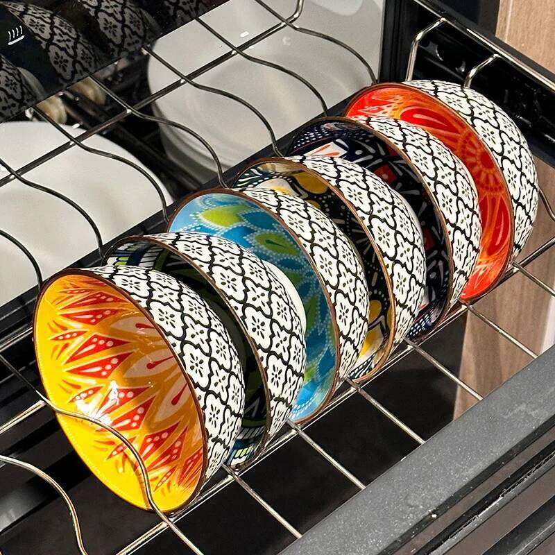 Bohemian Ceramic Bowls Set 4.72 Inch Microwave And Dishwasher Safe for Cereal Ice Cream Pasta Optional Gift Box