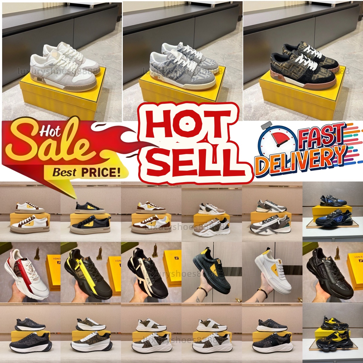 Designer Fendsneaker FLOW Perfect Sneakers Shoes Comfort Casual Men's Sports Zipper Rubber Mesh Lightweight Skateboard Runner Sole Tech Fabrics Fende Trainer