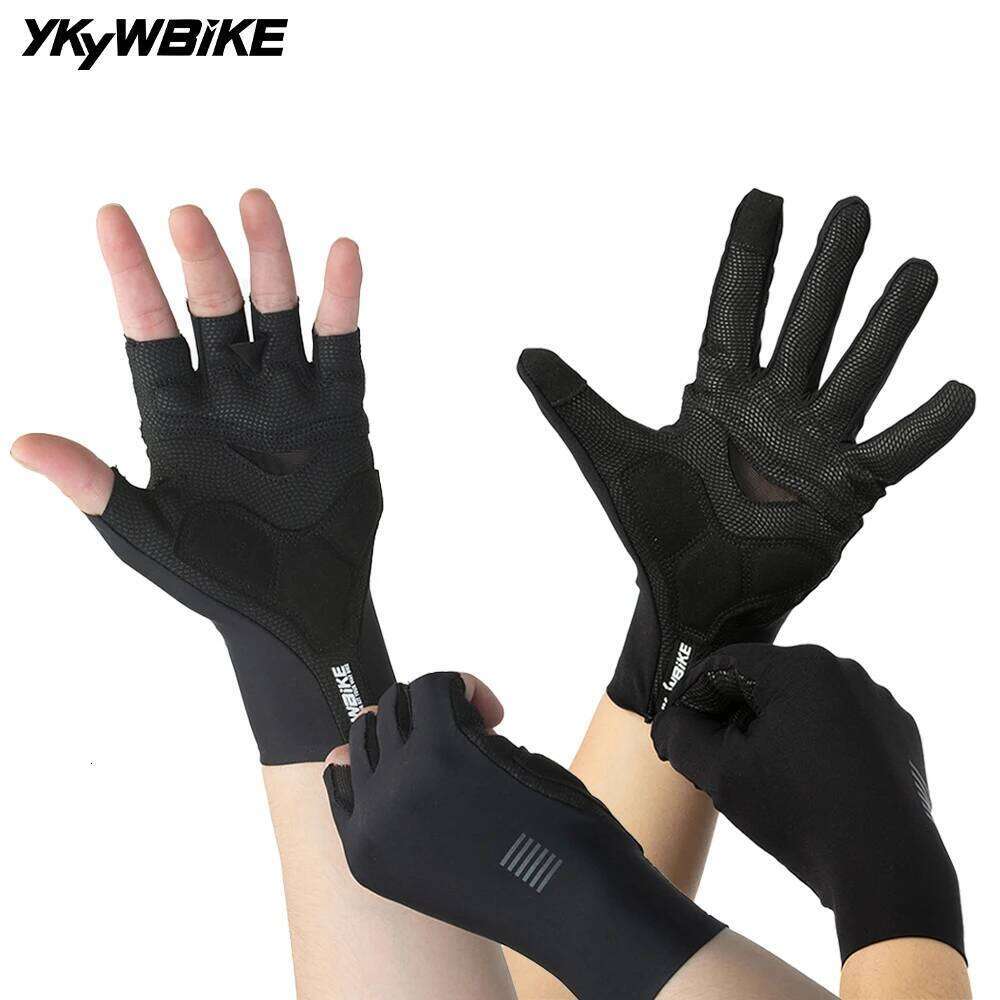 YKYWBIKE Unisex Cycling Half Full Finger Shock-Absorbing Breathable Road Bike Outdoor Sport Bicycle Gloves Y260115