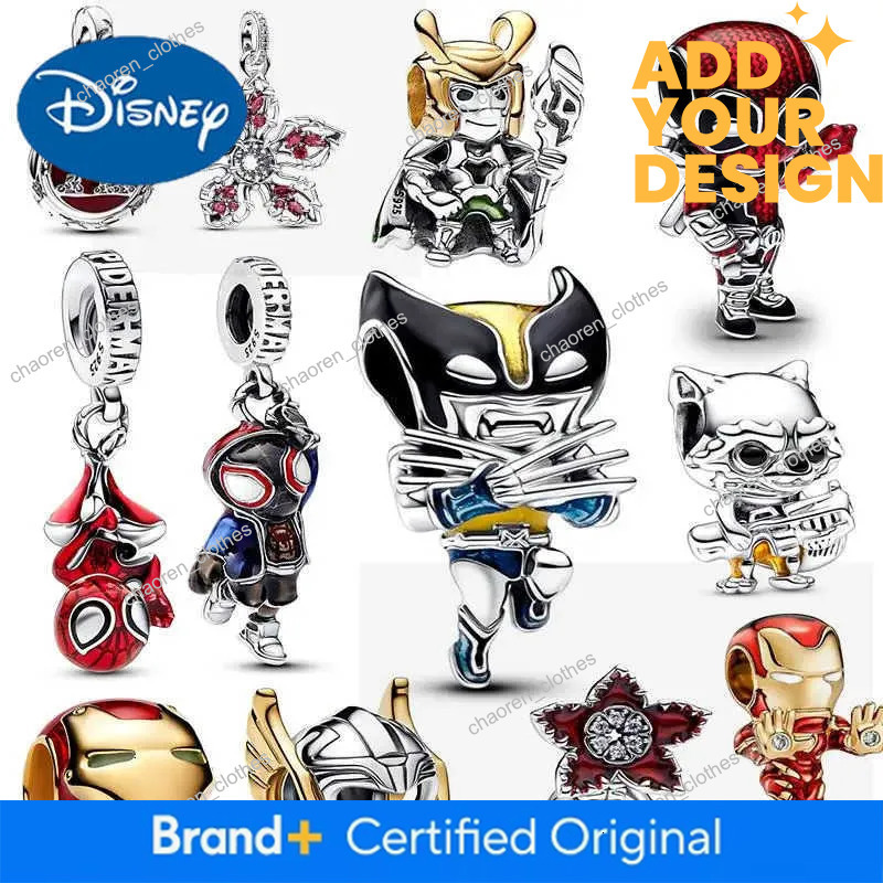 Disney NEW Marvel Series Iron Man Spiderman Beads Fits Demogorgon Charm Original Bracelet Women 925 Silver Pendant Jewelry Gift H251220