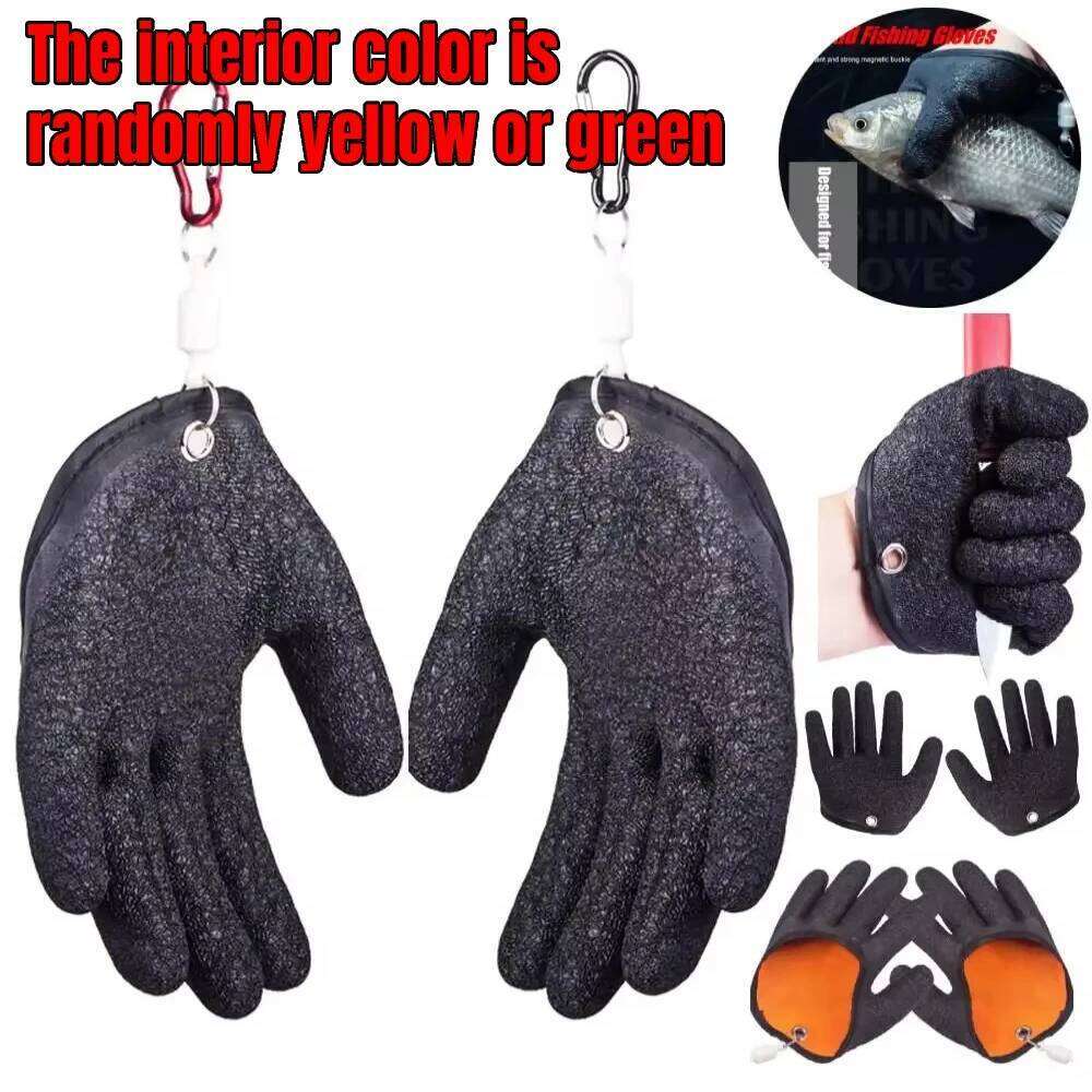 Fishing Anti-Slip Protect Hand from Puncture Scrapes Fisherman Catch Fish Latex Hunting Gloves Left/Right Random Color Y260115