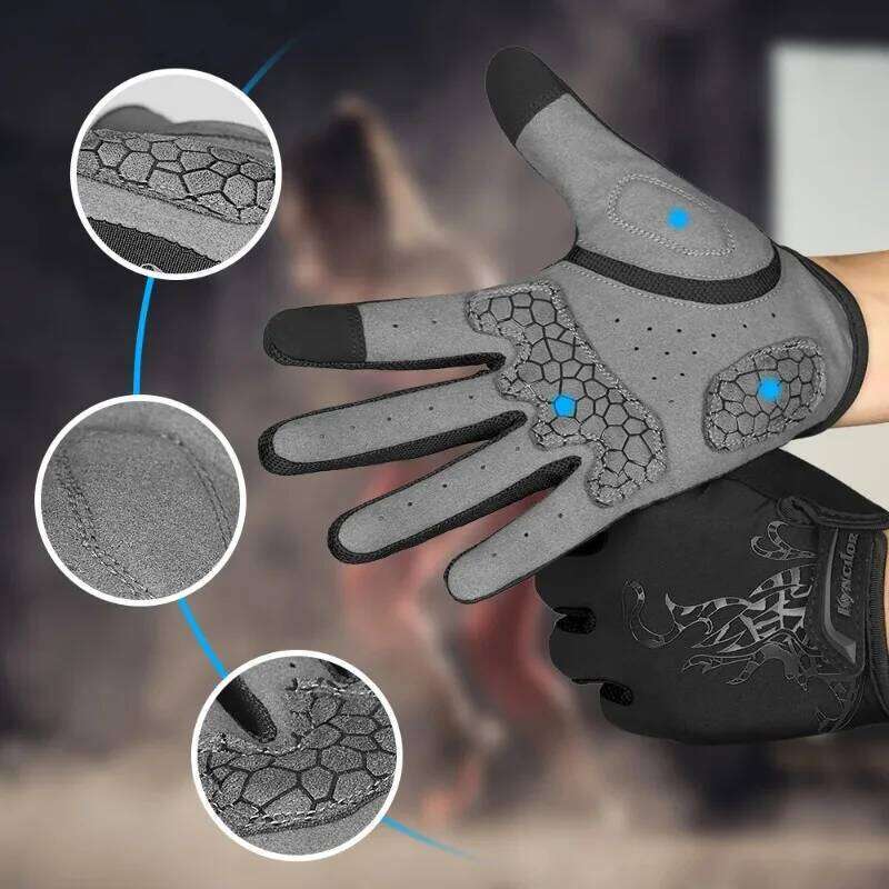 Kyncilor Men Black Full Finger Bicycle Glove Touchscreen Silicone Cycling Running Hiking Bike Gloves Breathable Y260115