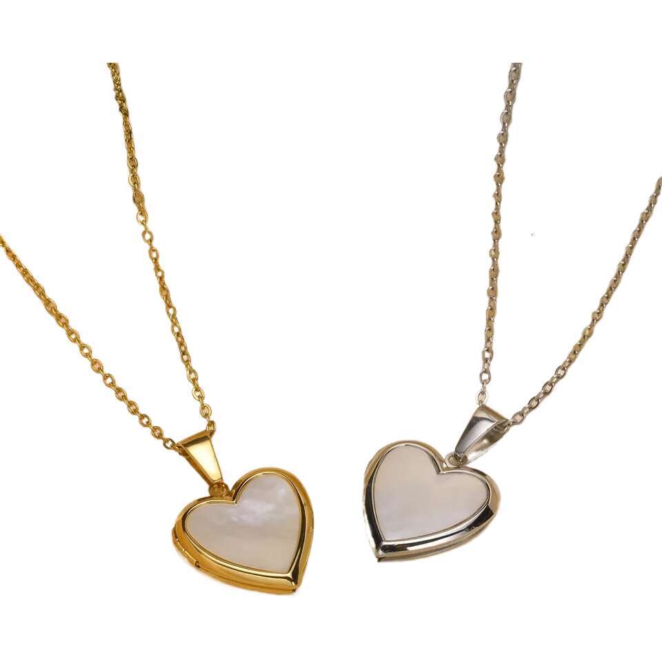Vnox Women Locket Necklaces Openable Heart Pendants Stainless Steel Shell Photo Frame Necklace hongyi