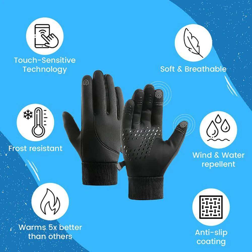 Winter Gloves Full Fingers Outdoor Cycling Motorcycle Waterproof Windproof Black Gray Touch Screen Anti-slip Ski Glove Y260115
