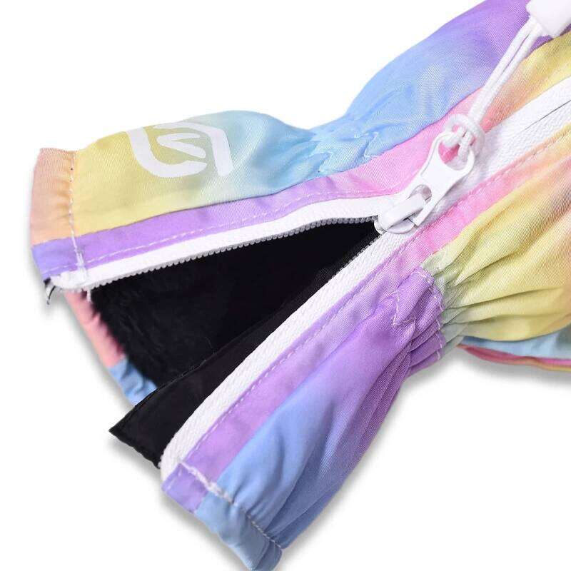 Ski winter plus velvet warm zipper windproof coldproof cute five-finger cycling gloves Y260115