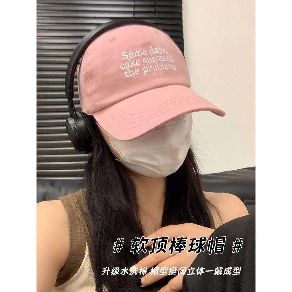 Street Hip-Hop Letter Embroidery Baseball Female Summer Korean Style Pink Hat Cotton Soft Peaked Cap Y260115