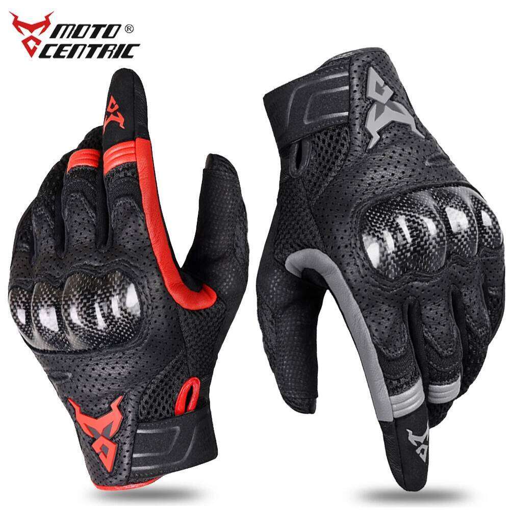 MOTOCENTRIC Leather Motorcycle Carbon Fiber Breathable Motorbike Motocross Touchscreen Cycling Bike Gloves Unisex Y260115