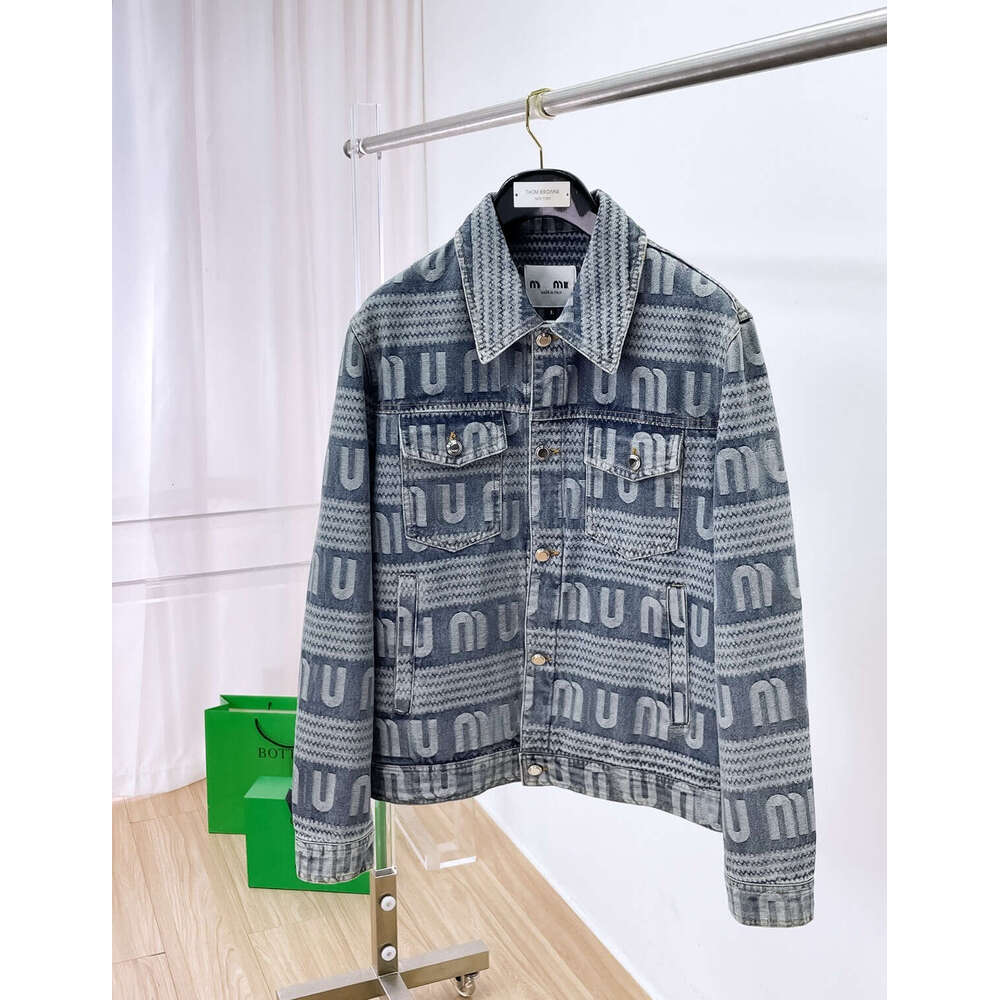 Miu 25th Early Autumn Letter mius Men's Jacquard Denim Stylish Wasteland Style Hot Ins Jacket designer jacket men coats designer mens