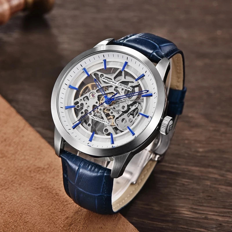 PAGANI Fashion Sports Leather Watches Men Automatic Mechanical Skeleton Waterproof Watches Relogio Masculino 260114